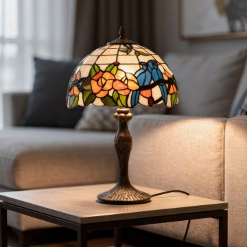 Brilagi - Tiffany-Buntglas-Tischlampe JUNGLE 1xE27/60W/230V