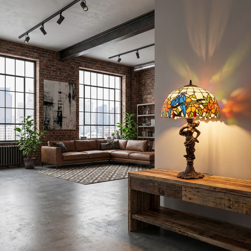 Brilagi - Tiffany Buntglas-Tischlampe JUNGLE 1xE27/60W/230V