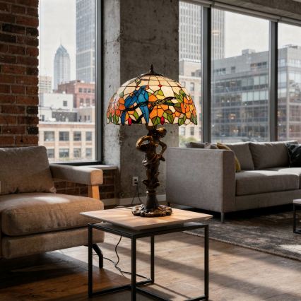 Brilagi - Tiffany Buntglas-Tischlampe JUNGLE 1xE27/60W/230V