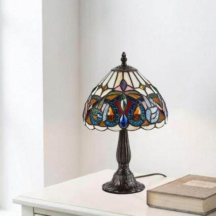 Brilagi - Tiffany-Buntglas-Tischlampe LUISA 1xE14/40W/230V