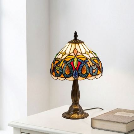 Brilagi - Tiffany-Buntglas-Tischlampe LUISA 1xE14/40W/230V