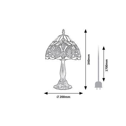 Brilagi - Tiffany-Buntglas-Tischlampe LUISA 1xE14/40W/230V