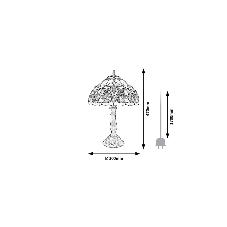 Brilagi - Tiffany-Buntglas-Tischlampe LUISA 1xE27/40W/230V