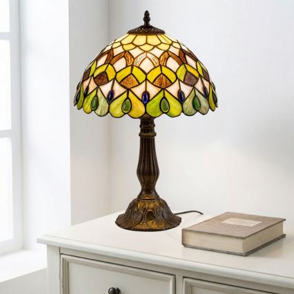 Brilagi - Tiffany-Buntglas-Tischlampe MARGARET 1xE27/40W/230V