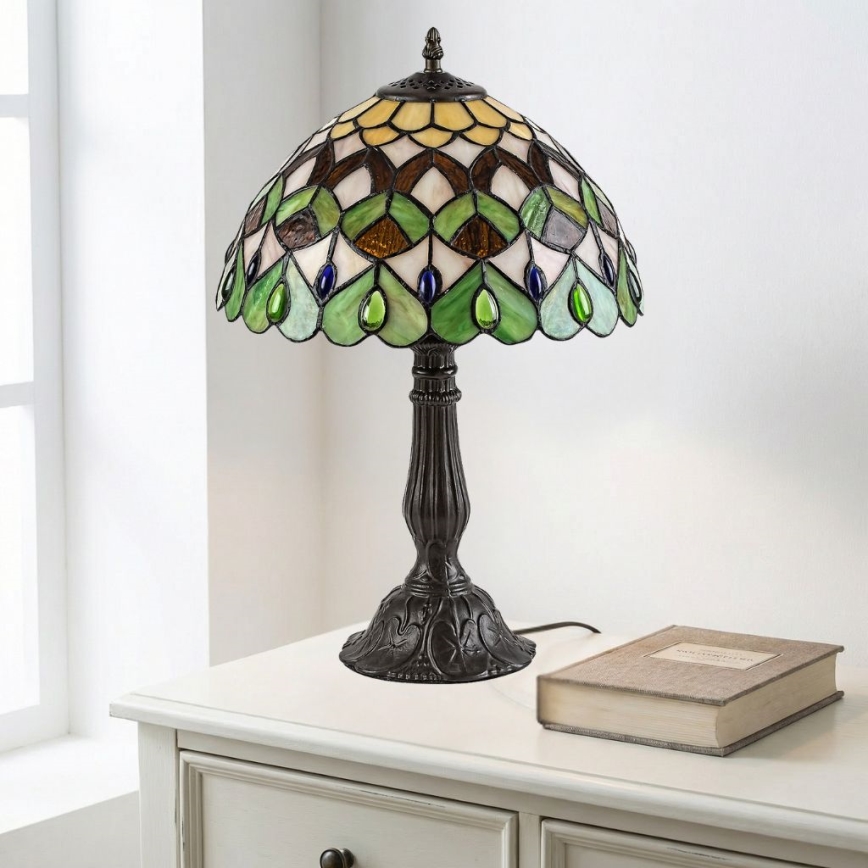 Brilagi - Tiffany-Buntglas-Tischlampe MARGARET 1xE27/40W/230V