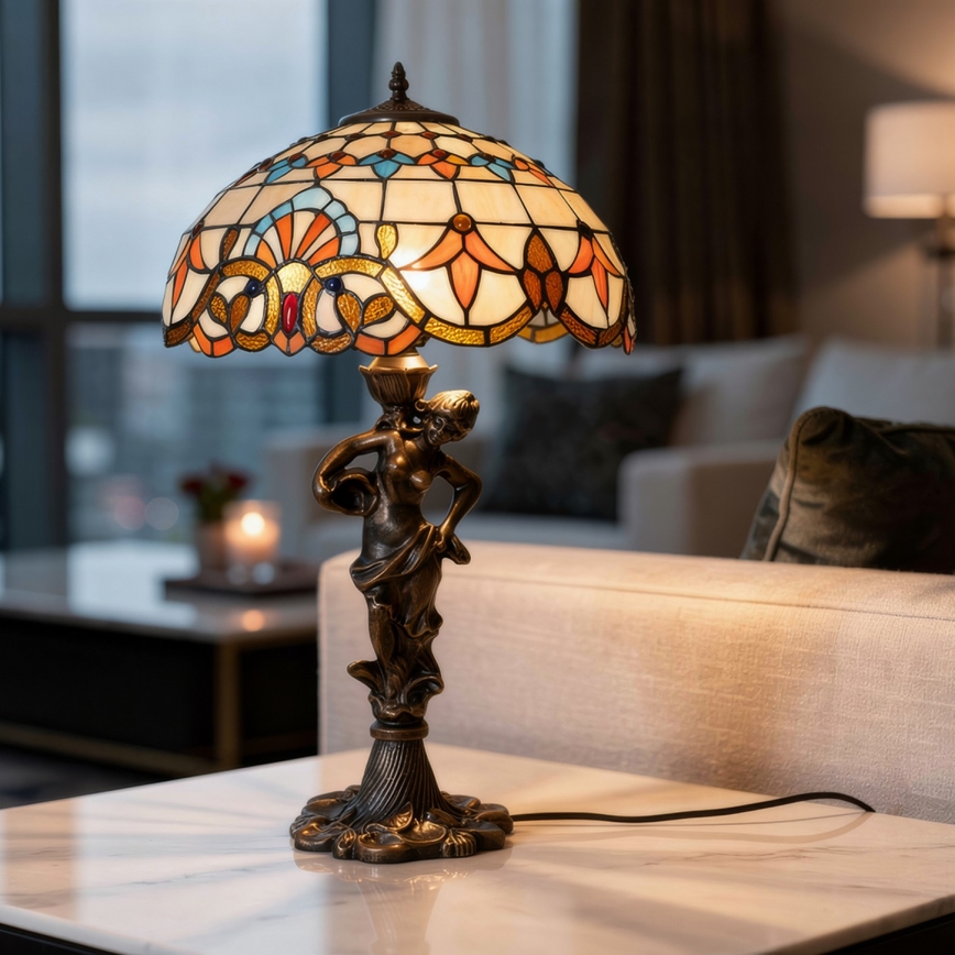 Brilagi - Tiffany-Buntglas-Tischlampe MIRABELLA 1xE27/60W/230V