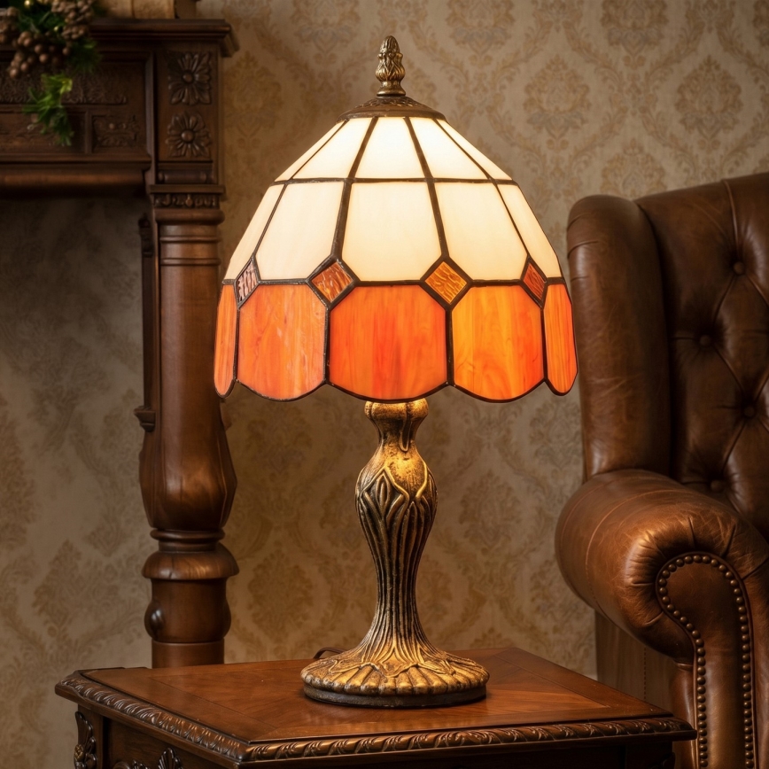 Brilagi - Tiffany-Buntglas-Tischlampe SIENNA 1xE27/60W/230V