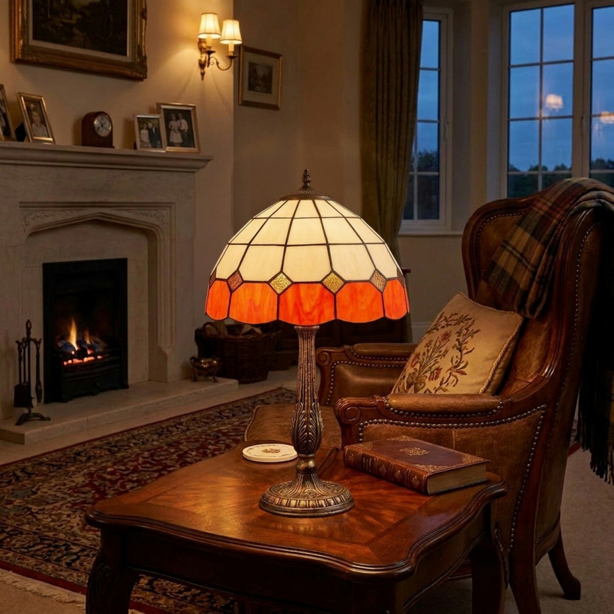 Brilagi - Tiffany-Buntglas-Tischlampe SIENNA 2xE27/60W/230V