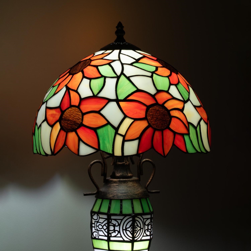 Brilagi - Tiffany-Buntglas-Tischlampe SUNFLOWER 1xE27/60W/230V + 1xE14/40W