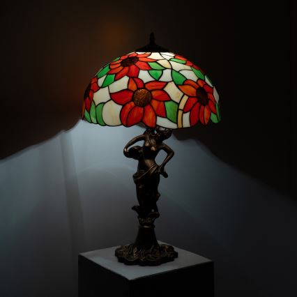 Brilagi - Tiffany-Buntglas-Tischlampe SUNFLOWER 1xE27/60W/230V