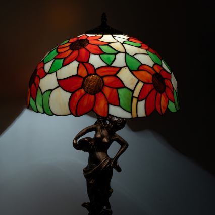 Brilagi - Tiffany-Buntglas-Tischlampe SUNFLOWER 1xE27/60W/230V