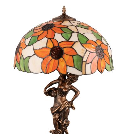 Brilagi - Tiffany-Buntglas-Tischlampe SUNFLOWER 1xE27/60W/230V