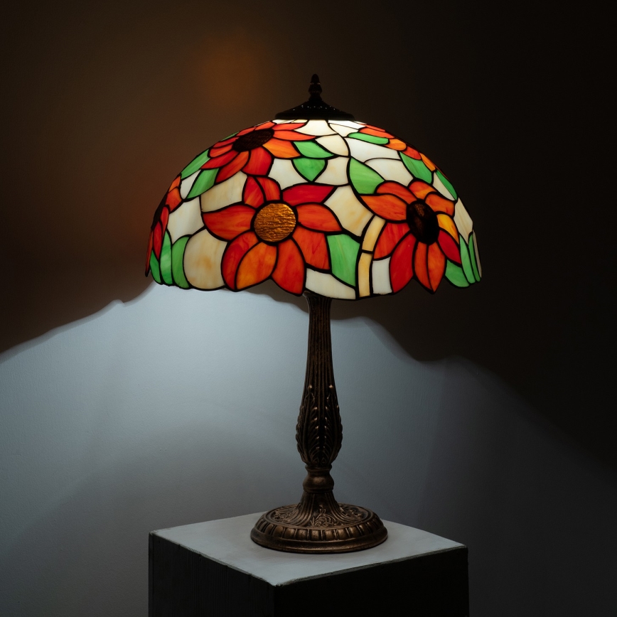 Brilagi - Tiffany-Buntglas-Tischlampe SUNFLOWER 2xE27/60W/230V