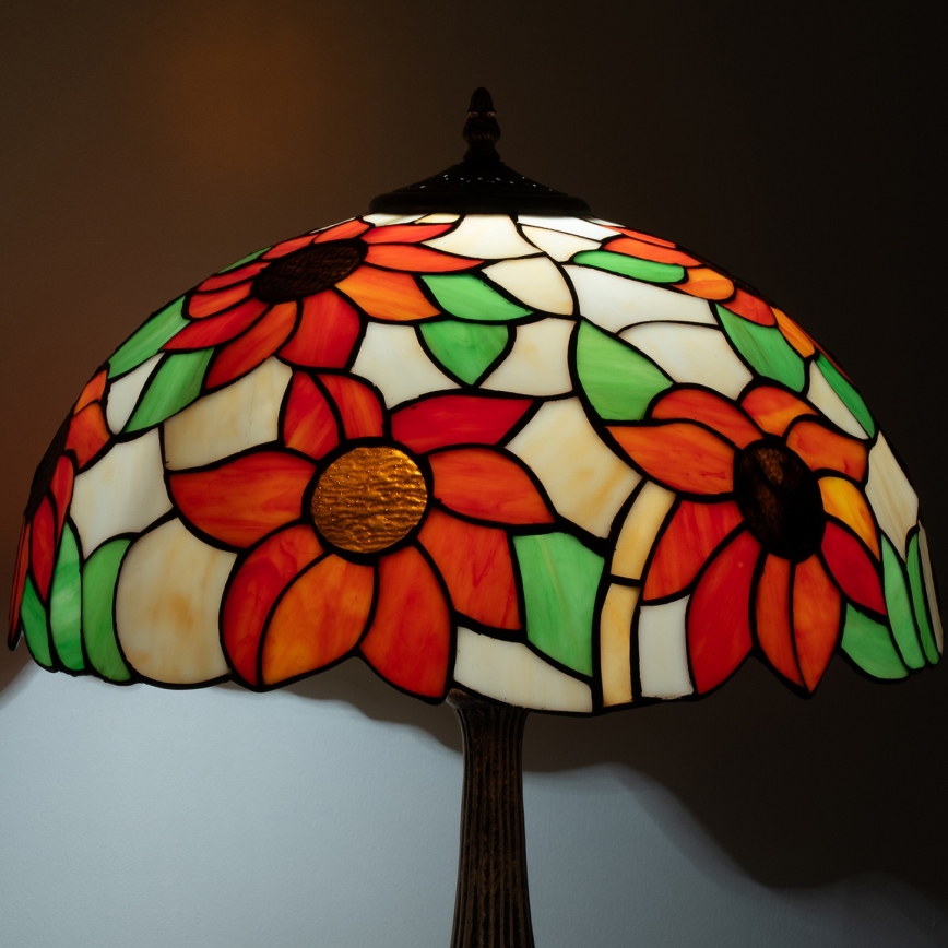 Brilagi - Tiffany-Buntglas-Tischlampe SUNFLOWER 2xE27/60W/230V