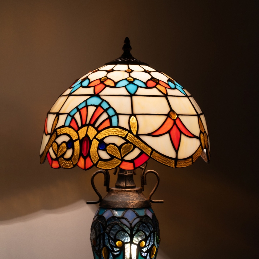 Brilagi - Tiffany-Buntglas-Tischleuchte MIRABELLA 1xE27/60W/230V + 1xE14/40W