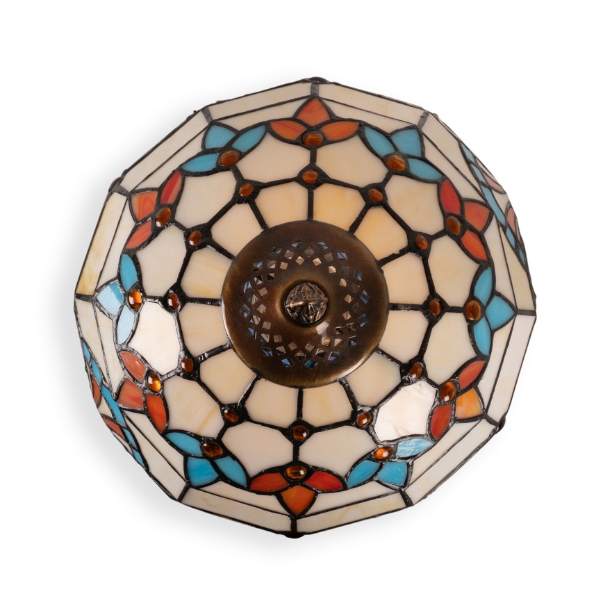 Brilagi - Tiffany-Buntglas-Tischleuchte MIRABELLA 1xE27/60W/230V + 1xE14/40W