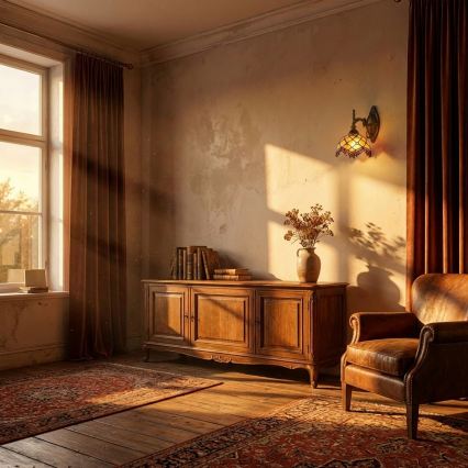 Brilagi - Tiffany-Buntglas-Wandleuchte Elfenbein 1xE14/40W/230V