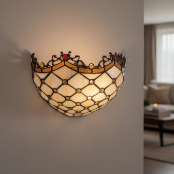 BRILAGI - Tiffany Buntglas-Wandleuchte IVORY 1xE14/40W/230V