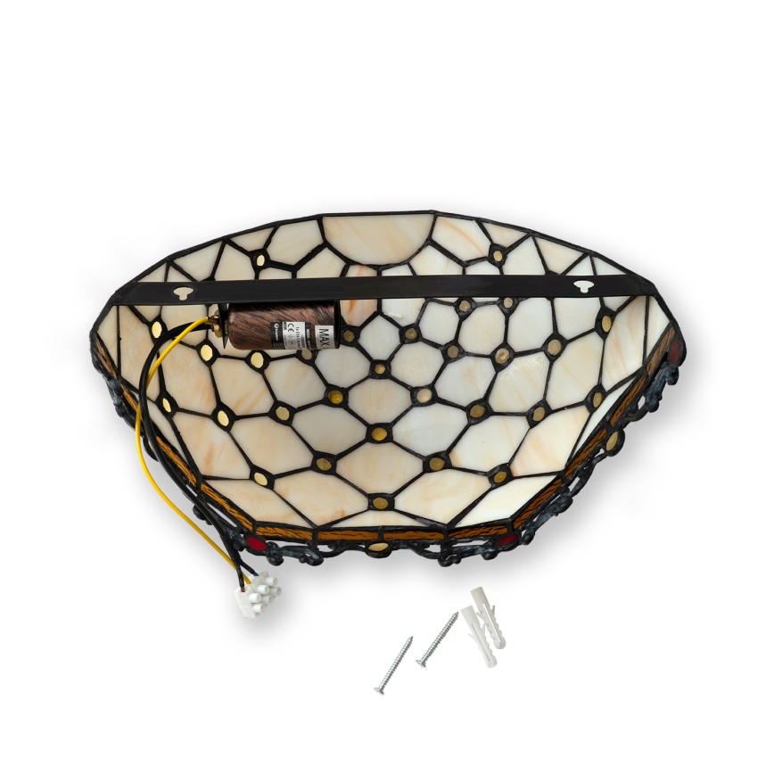 BRILAGI - Tiffany Buntglas-Wandleuchte IVORY 1xE14/40W/230V