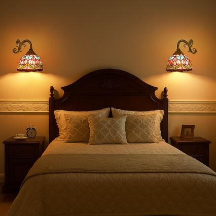 Brilagi - Tiffany-Buntglas-Wandleuchte LORAS 1xE27/40W/230V