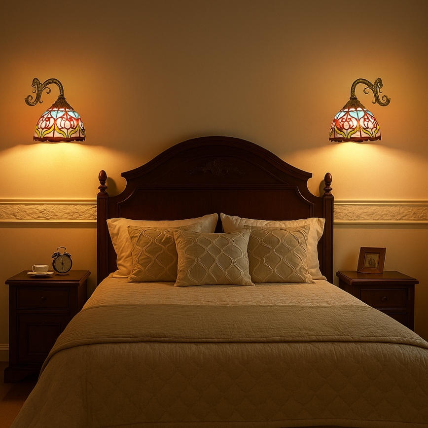 Brilagi - Tiffany-Buntglas-Wandleuchte LORAS 1xE27/40W/230V