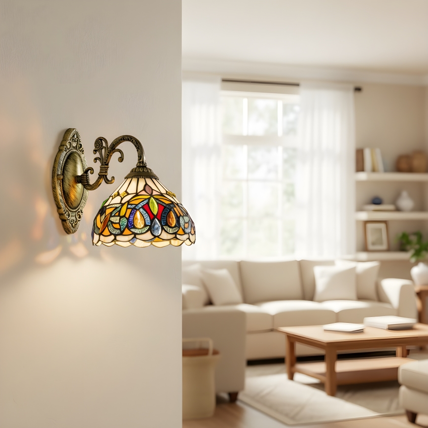 Brilagi - Tiffany-Buntglas-Wandleuchte LUISA 1xE27/40W/230V