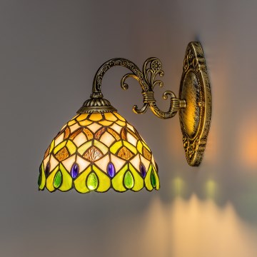 Brilagi - Tiffany-Buntglas-Wandleuchte MARGARET 1xE27/40W/230V