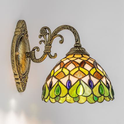 Brilagi - Tiffany-Buntglas-Wandleuchte MARGARET 1xE27/40W/230V