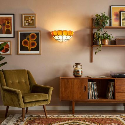 Brilagi - Tiffany-Buntglas-Wandleuchte SIENNA 1xE14/40W/230V