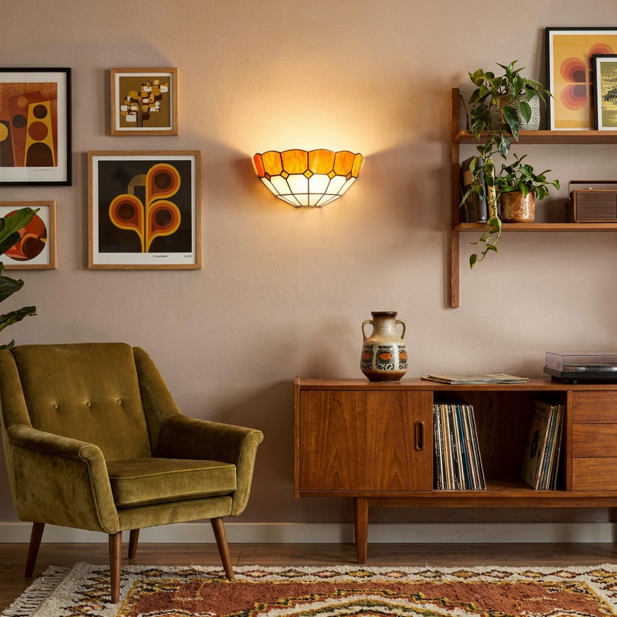 Brilagi - Tiffany-Buntglas-Wandleuchte SIENNA 1xE14/40W/230V
