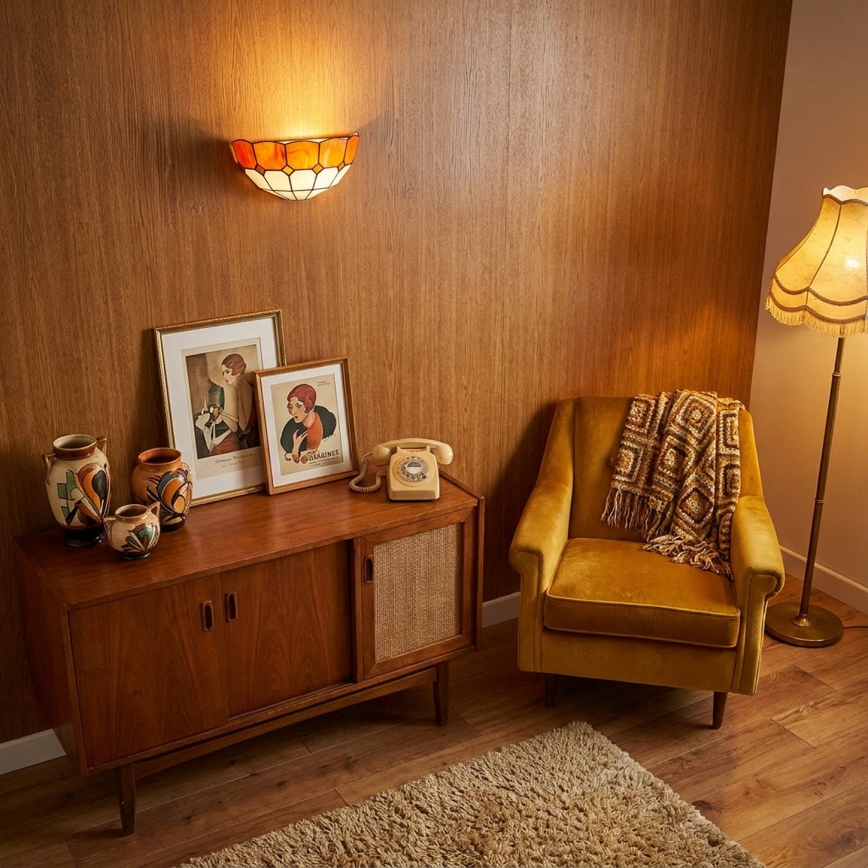 Brilagi - Tiffany-Buntglas-Wandleuchte SIENNA 1xE14/40W/230V