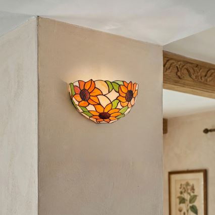 Brilagi - Tiffany-Buntglas-Wandleuchte SUNFLOWER 1xE14/40W/230V