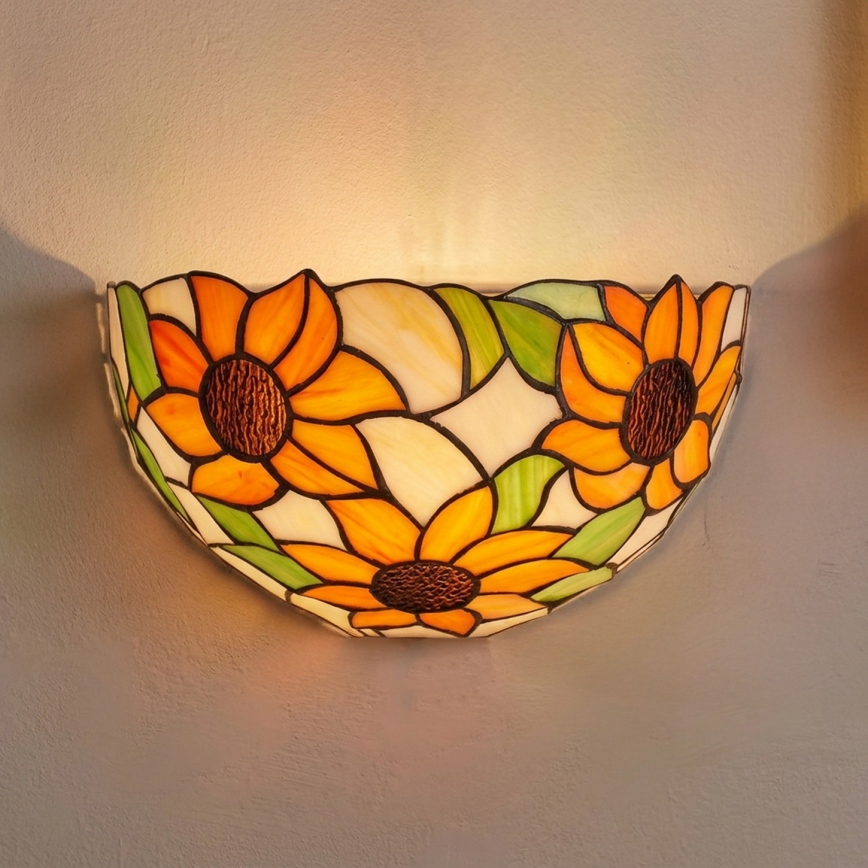 Brilagi - Tiffany-Buntglas-Wandleuchte SUNFLOWER 1xE14/40W/230V