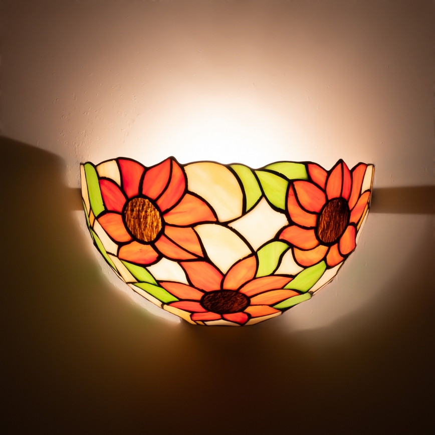 Brilagi - Tiffany-Buntglas-Wandleuchte SUNFLOWER 1xE14/40W/230V