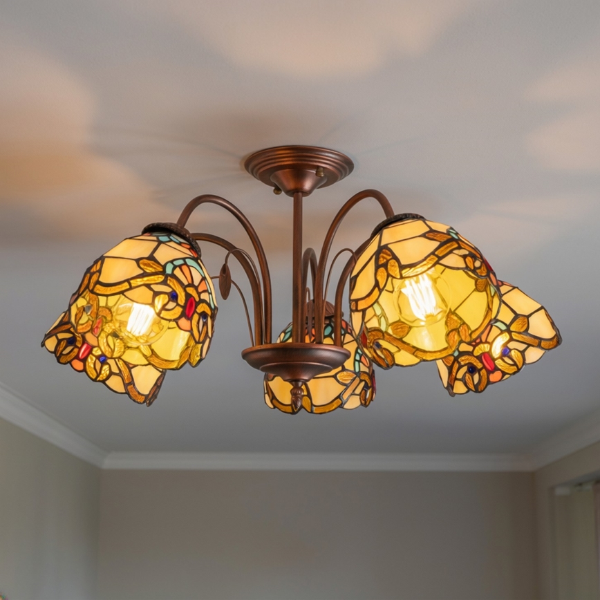 Brilagi - Tiffany-Deckenleuchte (aufgesetzt) MIRABELLA, 5×E27, max. 60 W, 230 V, Ø 60 cm