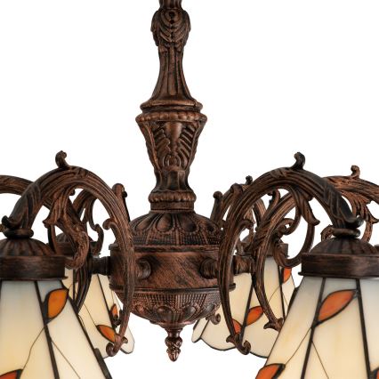 Brilagi - Tiffany-Glas aufgesetzte Deckenleuchte FOLIA 6xE27/60W/230V Ø 60 cm