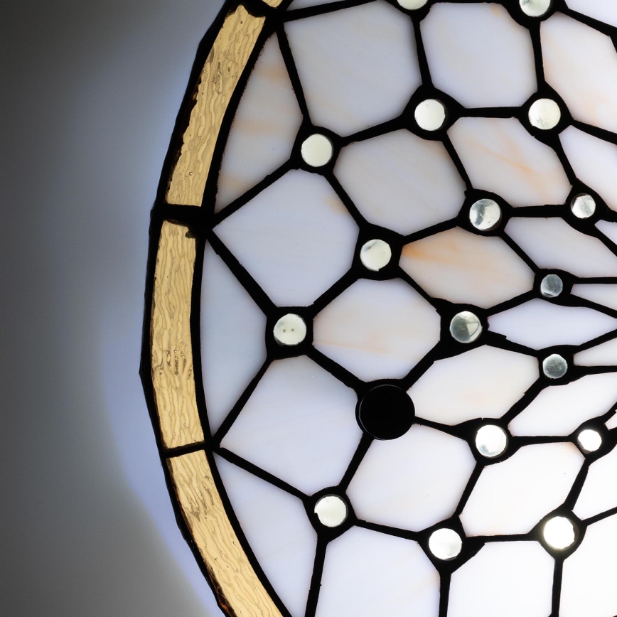 Brilagi - Tiffany-Glas-Deckenleuchte Elfenbein 3xE27/60W/230V Ø 40 cm