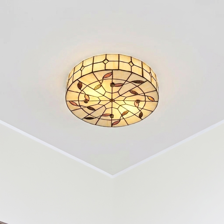 Brilagi - Tiffany-Glas-Deckenleuchte FOLIA 3xE27/60W/230V Ø 40 cm