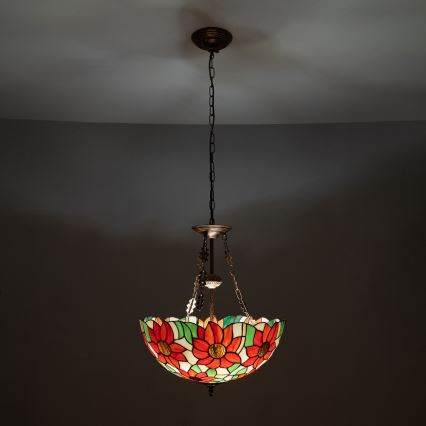 Brilagi - Tiffany-Glas-Kronleuchter an Kette SUNFLOWER 3xE27/60W/230V Ø 50 cm