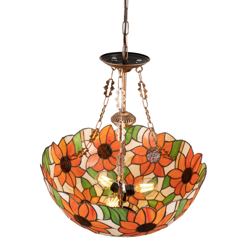 Brilagi - Tiffany-Glas-Kronleuchter an Kette SUNFLOWER 3xE27/60W/230V Ø 50 cm