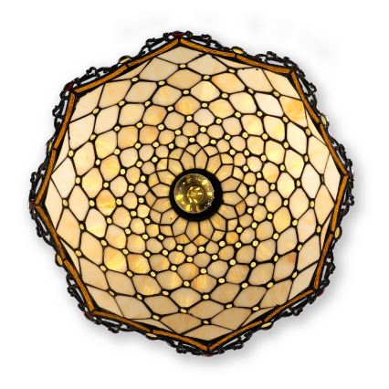 Brilagi - Tiffany-Kronleuchter an Kette, Elfenbein, 1xE27/60W/230V, Ø 40 cm