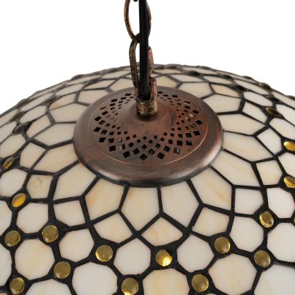 Brilagi - Tiffany-Kronleuchter an Kette, Elfenbein, 1xE27/60W/230V, Ø 40 cm