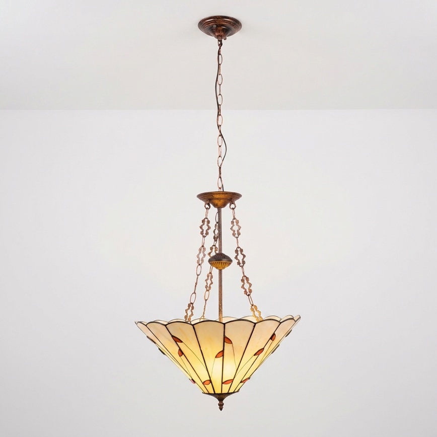 Brilagi - Tiffany-Vitrage-Hängeleuchte an Kette FOLIA 3xE27/60W/230V Ø 50 cm