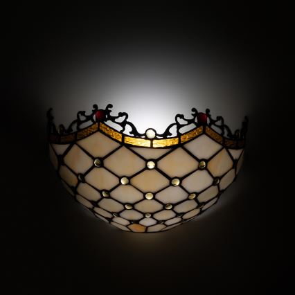 Brilagi - Tiffany-Wandleuchte aus Buntglas, Elfenbein, 1xE14/40W/230V