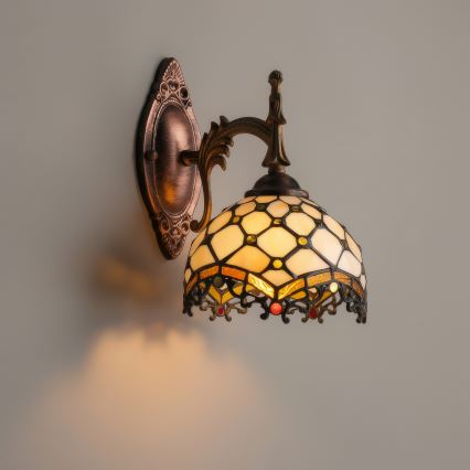 BRILAGI - Tiffany Wandleuchte aus Buntglas IVORY 1xE14/40W/230V