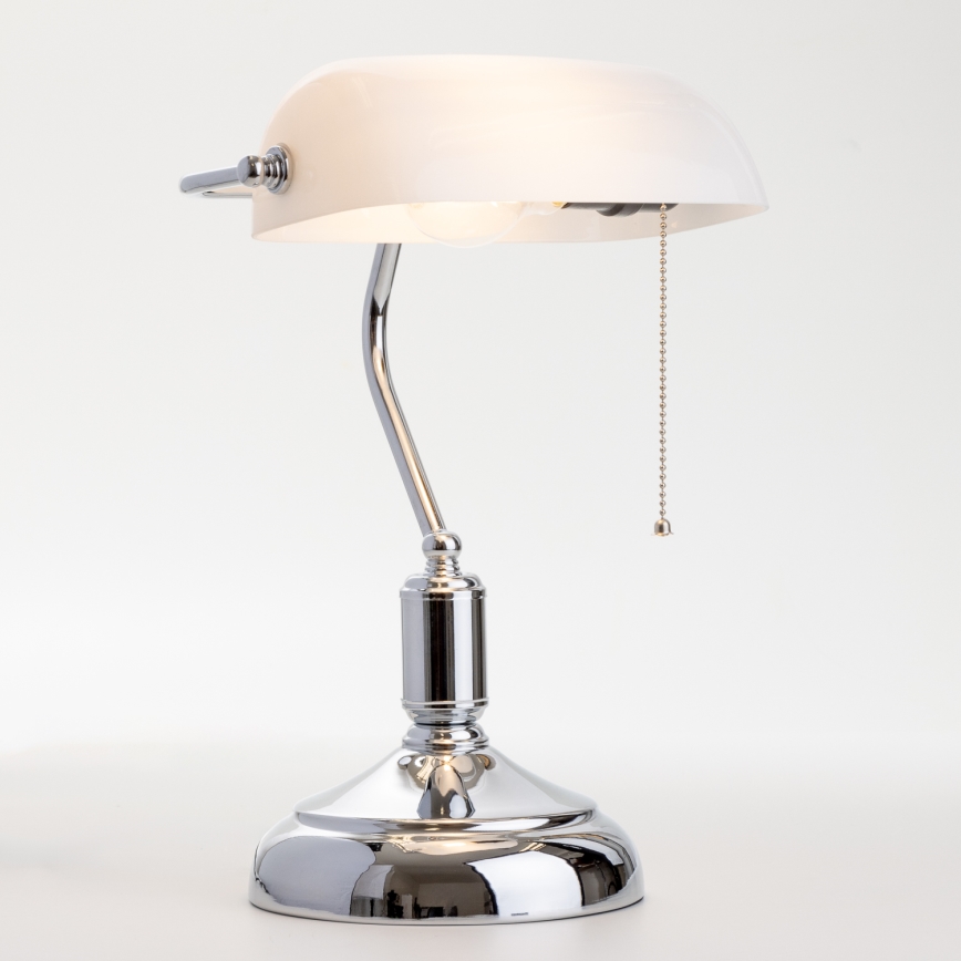 Brilagi - Tischlampe BANK OFFICE 1xE27/60W/230V glänzender Chrom/Weiß