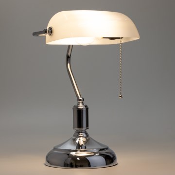Brilagi - Tischlampe BANK OFFICE 1xE27/60W/230V glänzender Chrom/Weiß