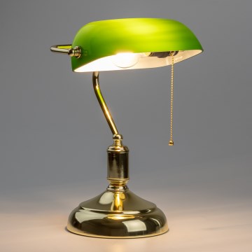 Brilagi - Tischlampe BANK OFFICE 1xE27/60W/230V goldfarben/grün