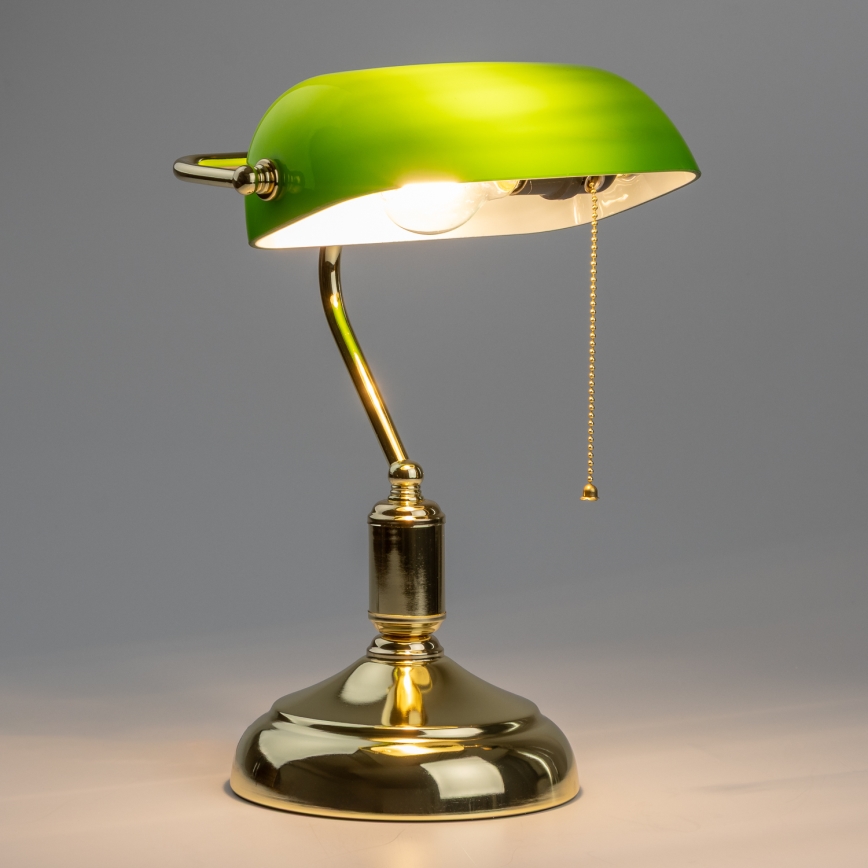 Brilagi - Tischlampe BANK OFFICE 1xE27/60W/230V goldfarben/grün