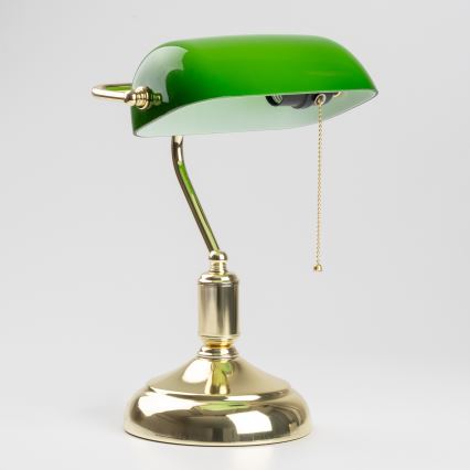 Brilagi - Tischlampe BANK OFFICE 1xE27/60W/230V goldfarben/grün
